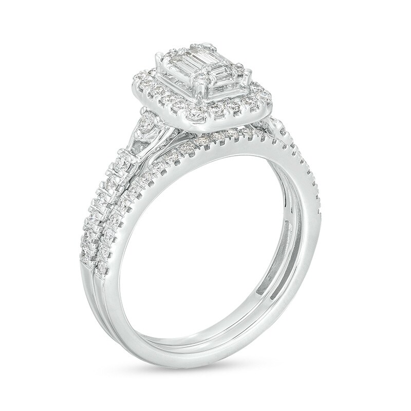 Previously Owned - 3/4 CT. T.W. Emerald-Shaped Multi-Diamond Frame