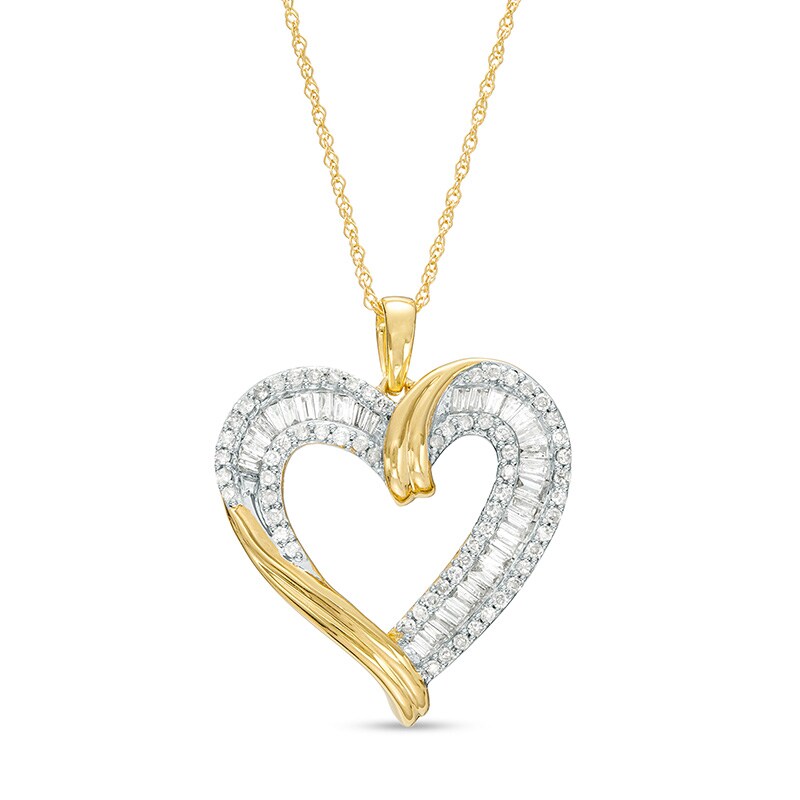 Previously Owned - 1/2 CT. T.W. Diamond Triple Row Heart Pendant