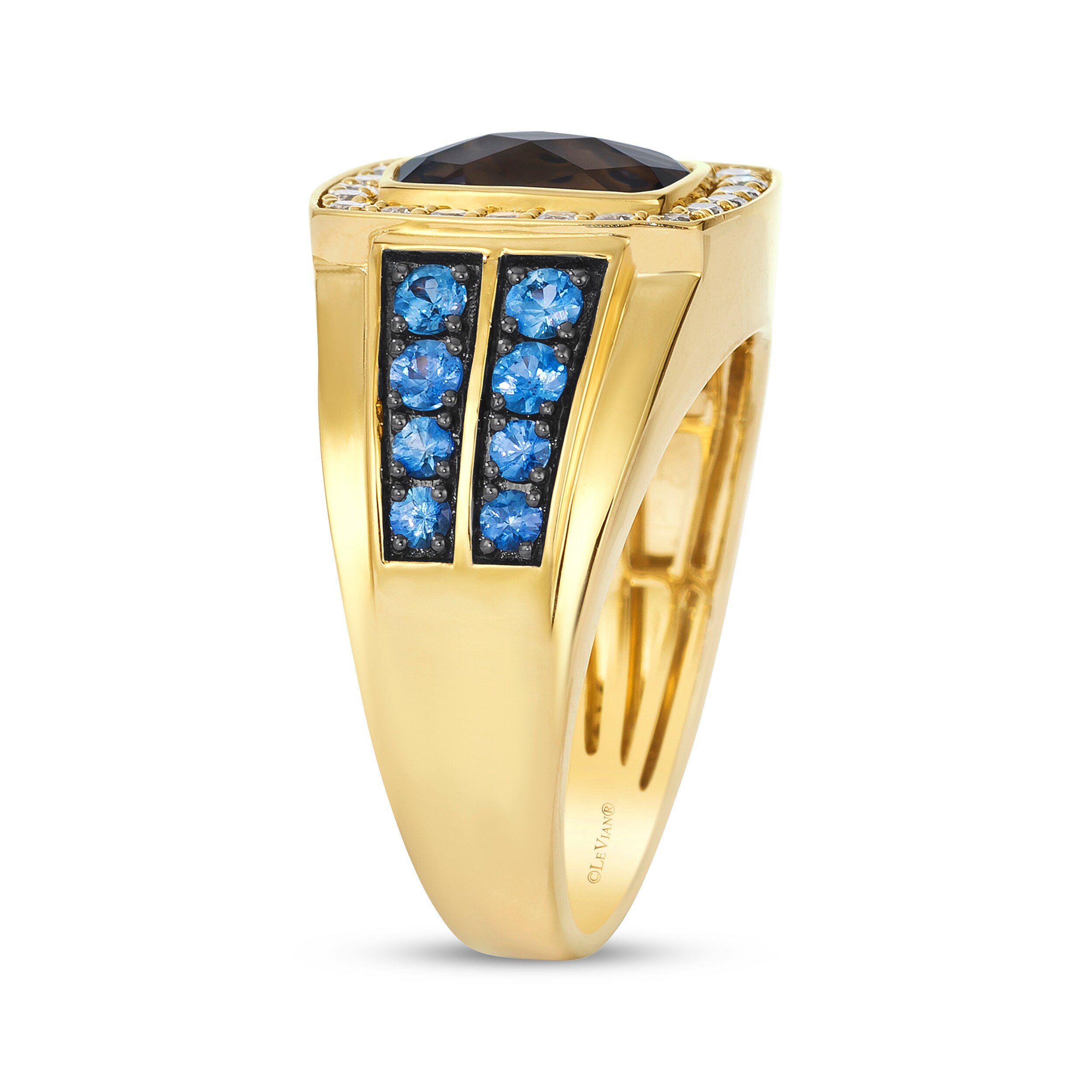 Le Vian Cushion-Cut Chocolate Quartz & Blue Sapphire Men's Ring 1