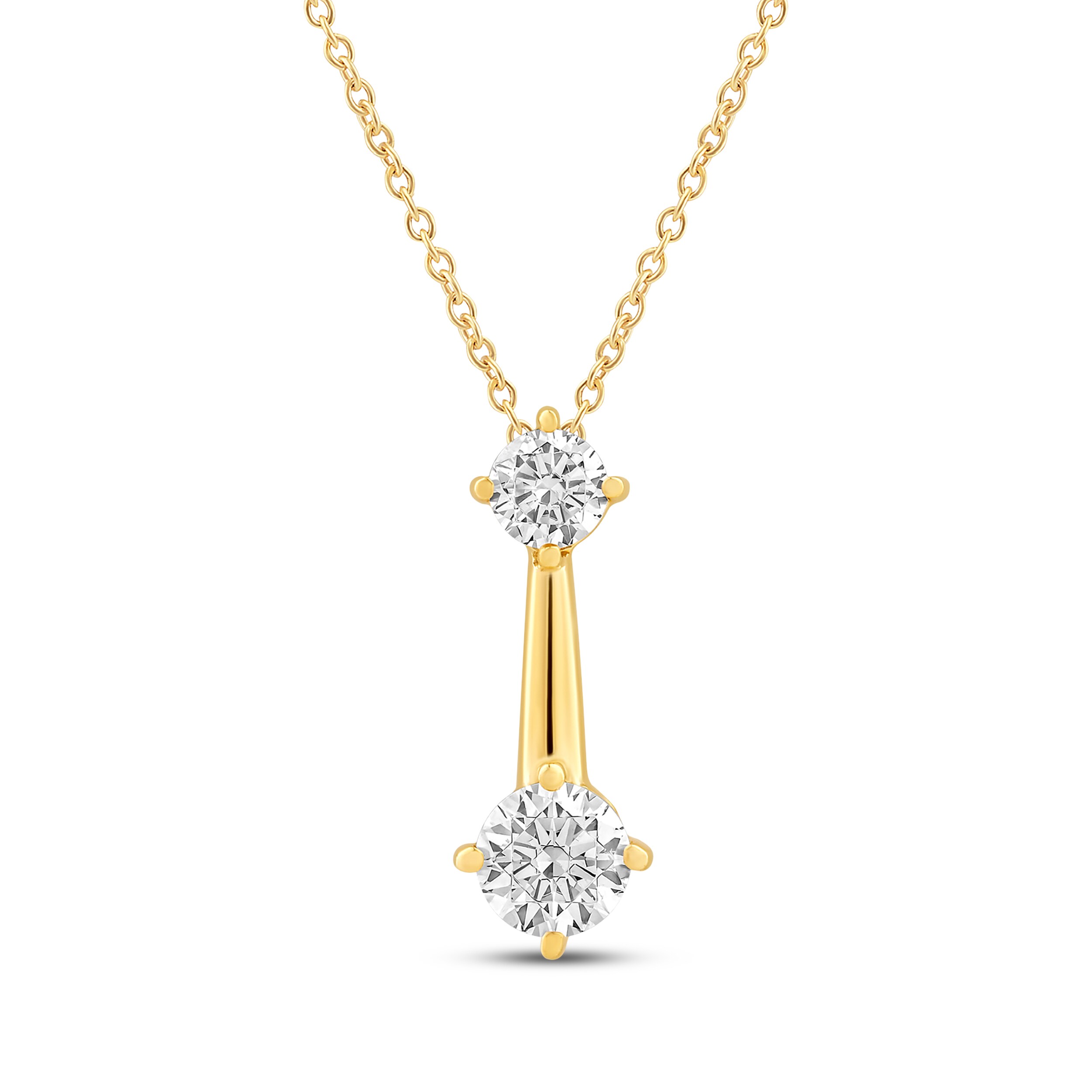 Milestones Lab-Grown Diamond Two-Stone Drop Necklace 1/4 ct tw 10K