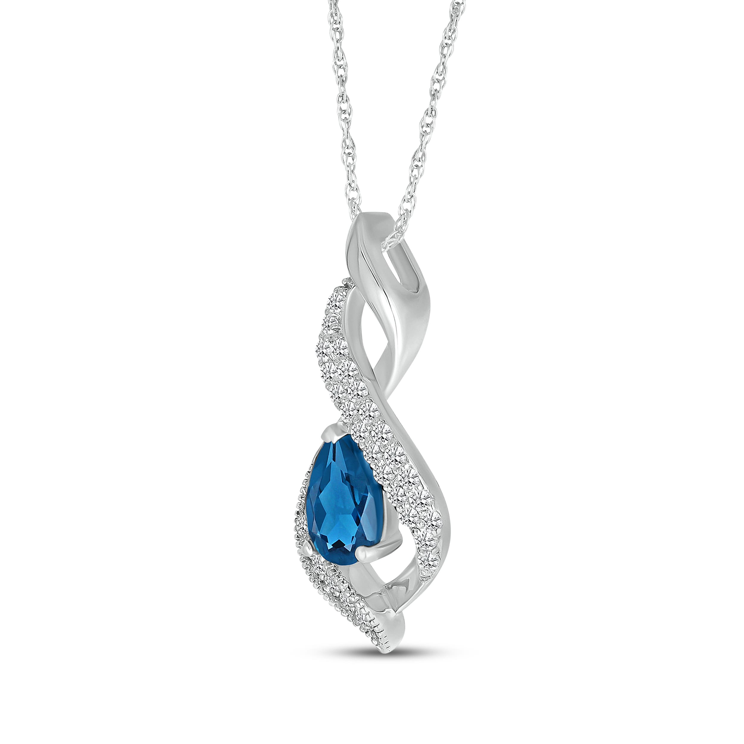 Pear-Shaped London Blue Topaz & White Lab-Created Sapphire
