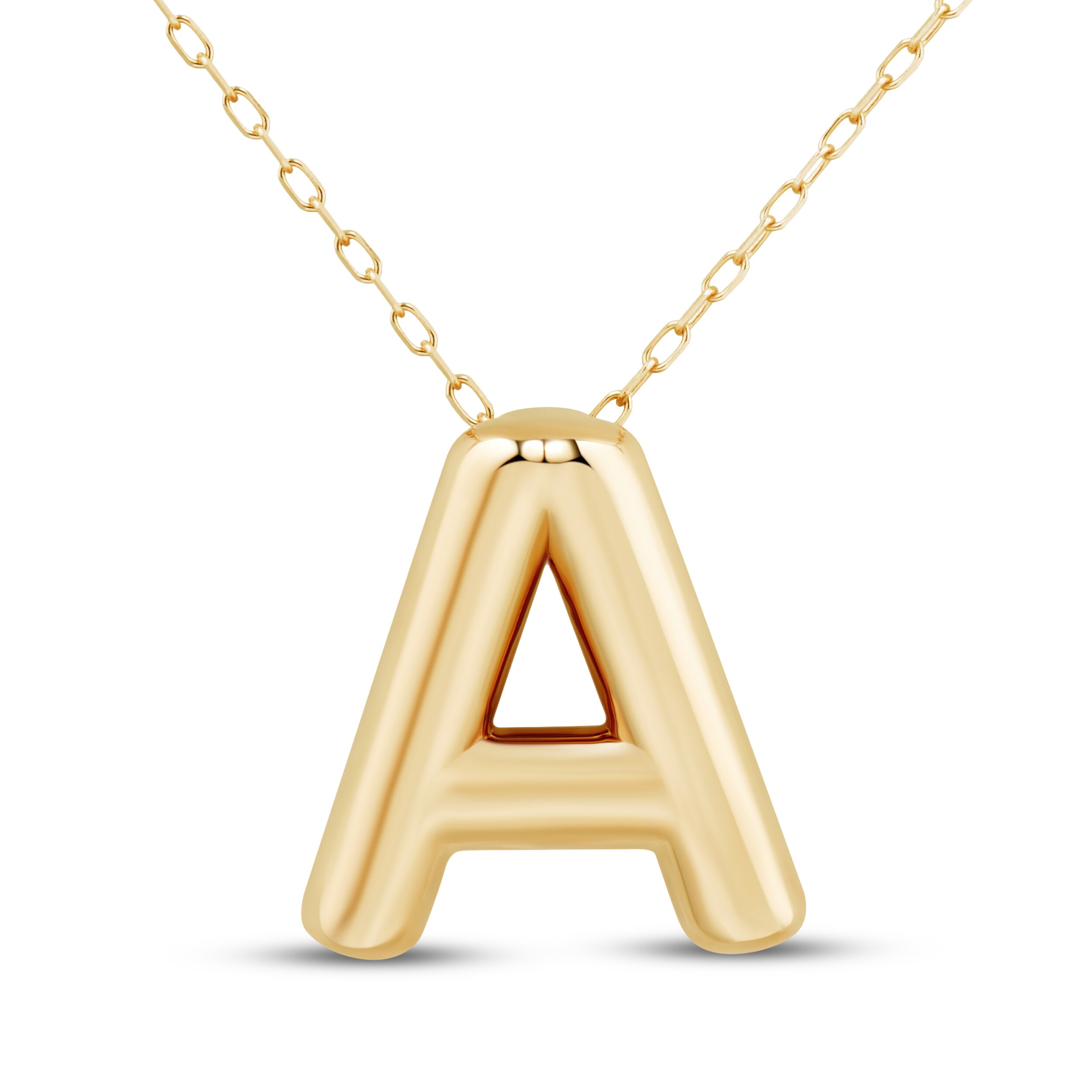 ❤️acca Puff Letter A Initial Necklace 14K Yellow Gold 18