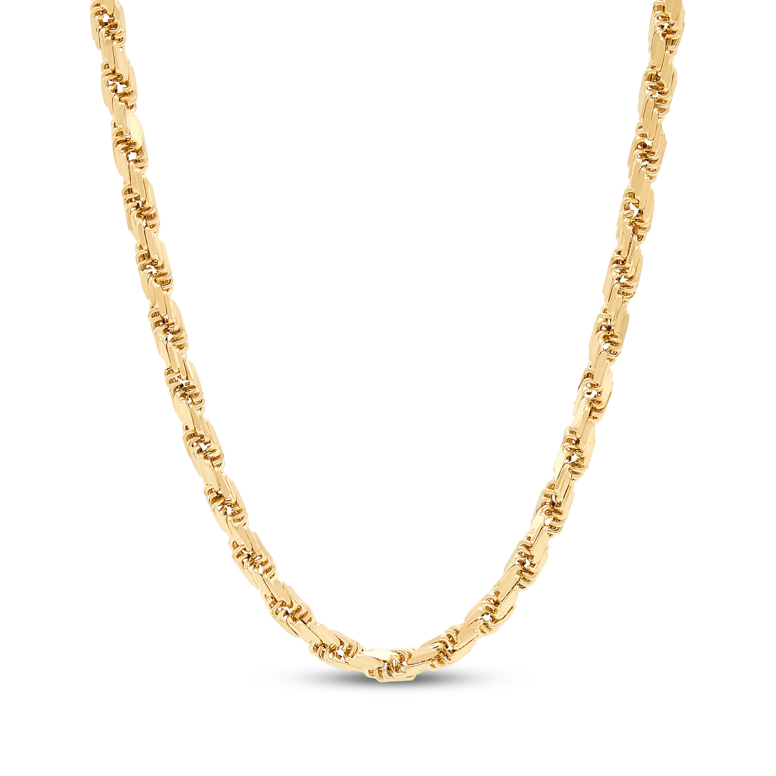 4mm Rope Chain Necklace Hollow 10K Yellow Gold 22