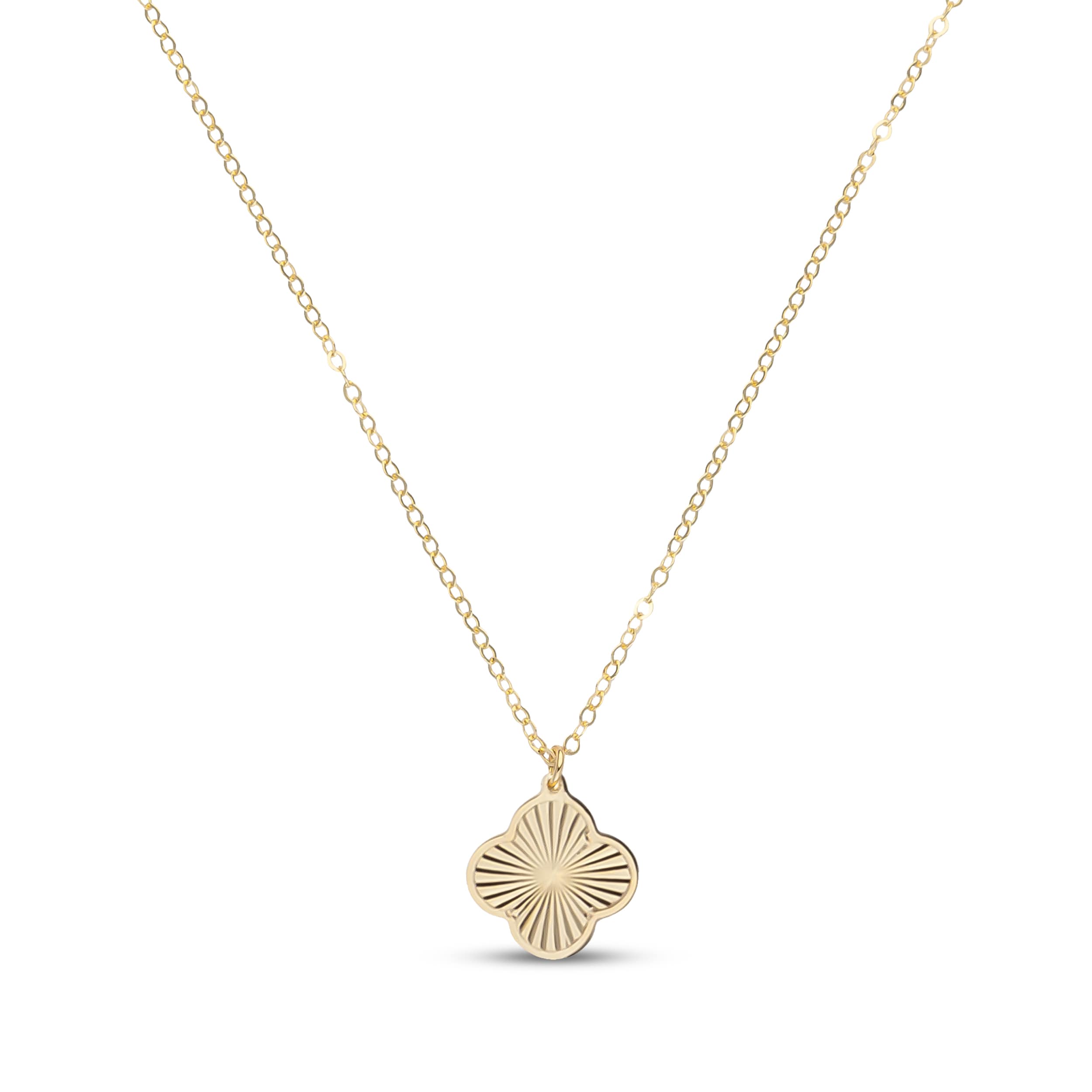 Italian Brilliance Diamond-Cut Clover Necklace 14K Yellow