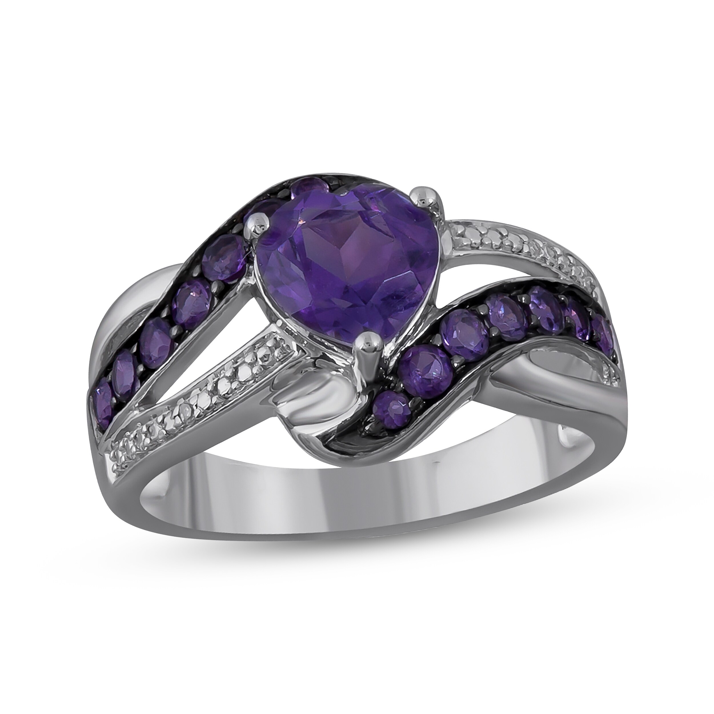 Heart-Shaped Amethyst & Diamond Accent Ring Sterling Silver | Kay