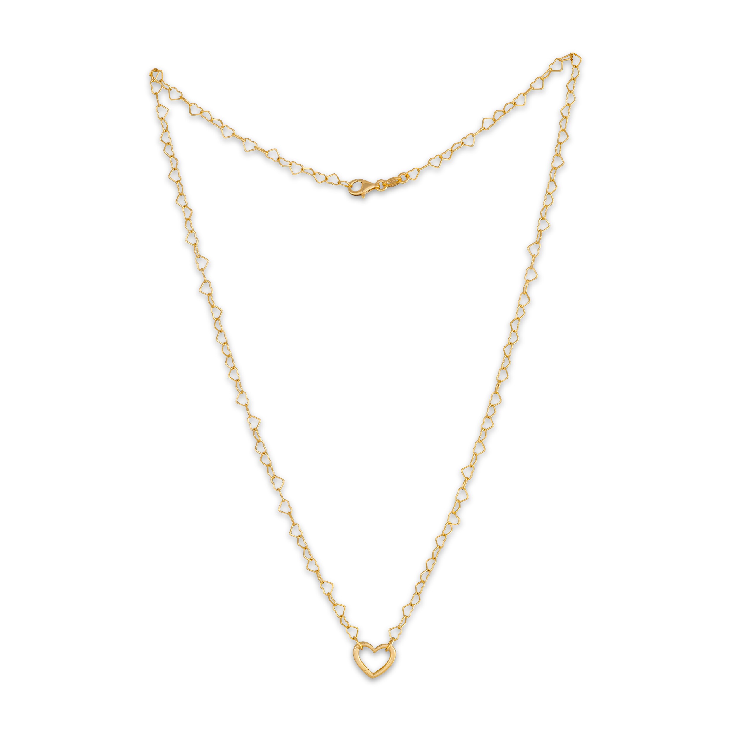 Heart Chain Necklace 18K Yellow Gold-Plated Solid Sterling Silver