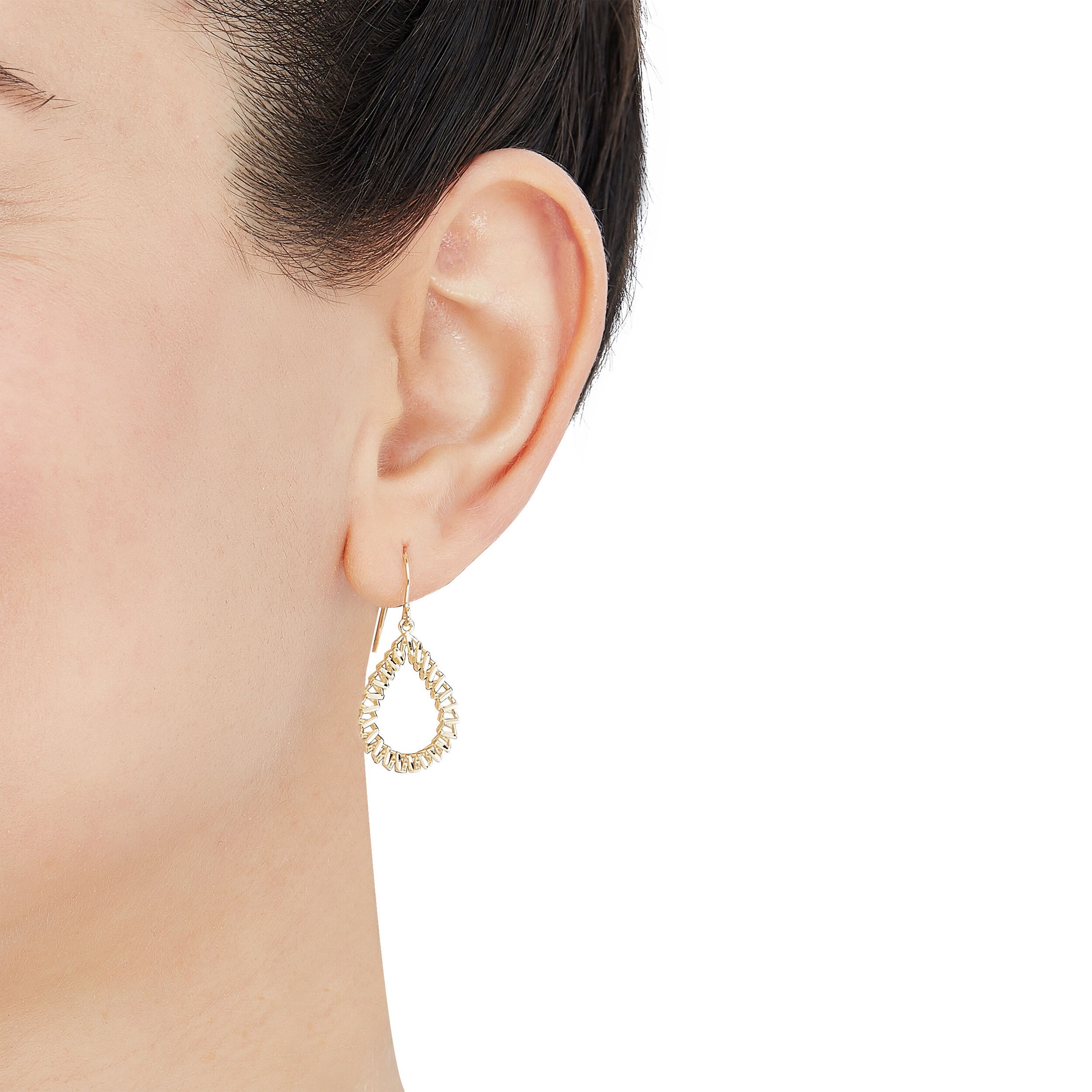 Diamond-Cut Open Teardrop Dangle Earrings 10K Yellow Gold | Kay Outlet