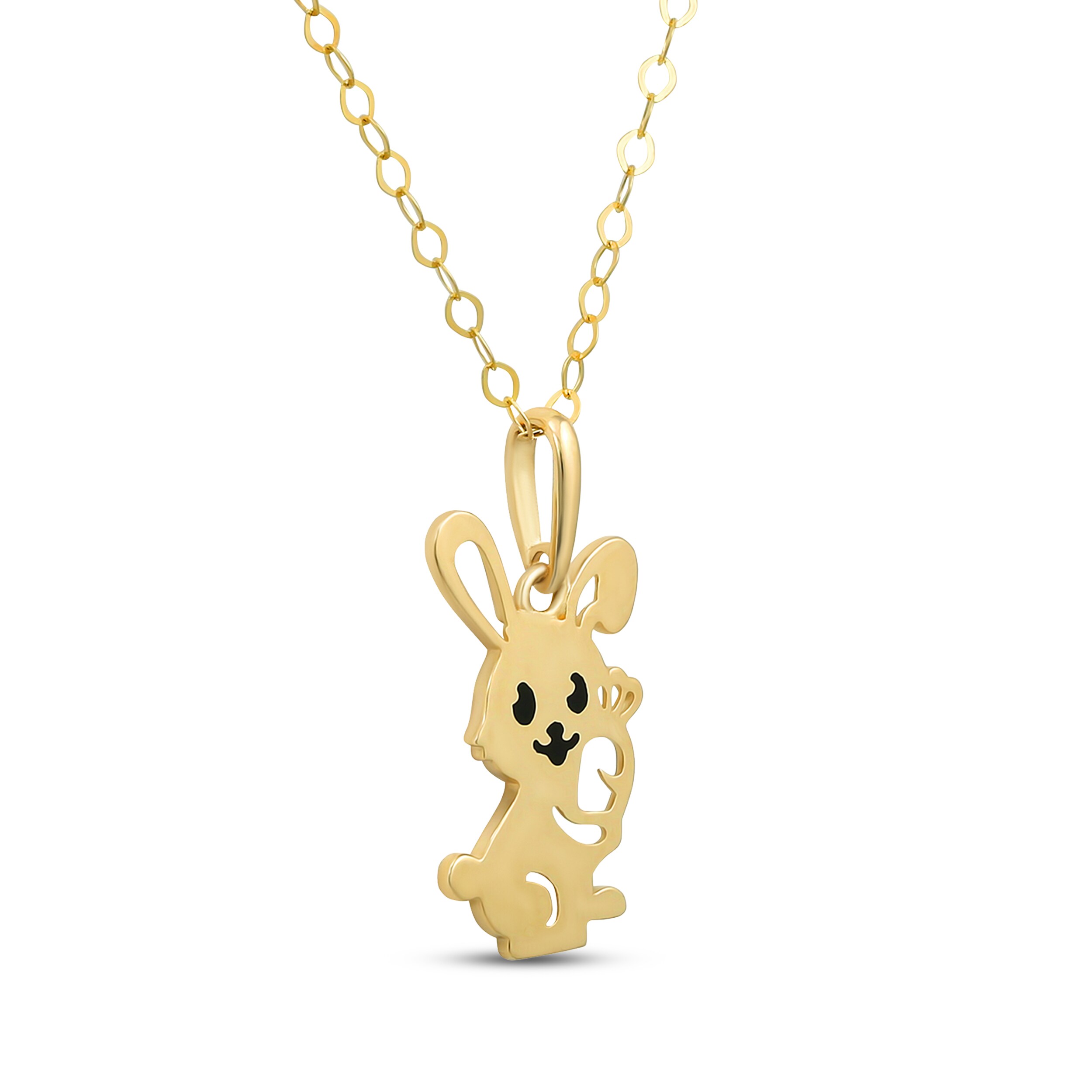 Children's Bunny Necklace 14K Yellow Gold 13