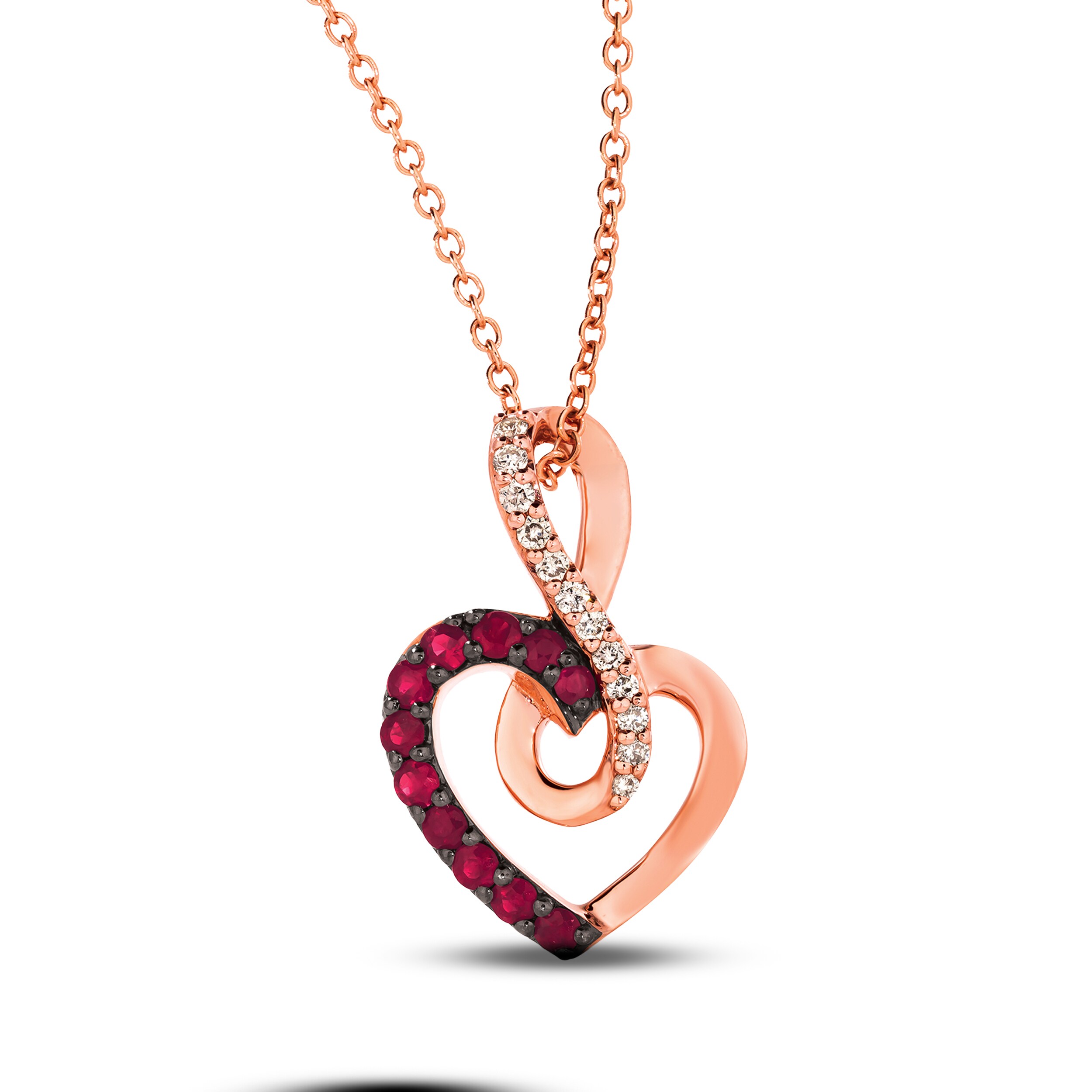 Le Vian Ruby Infinity Heart Necklace 1/20 ct tw Diamond 14K