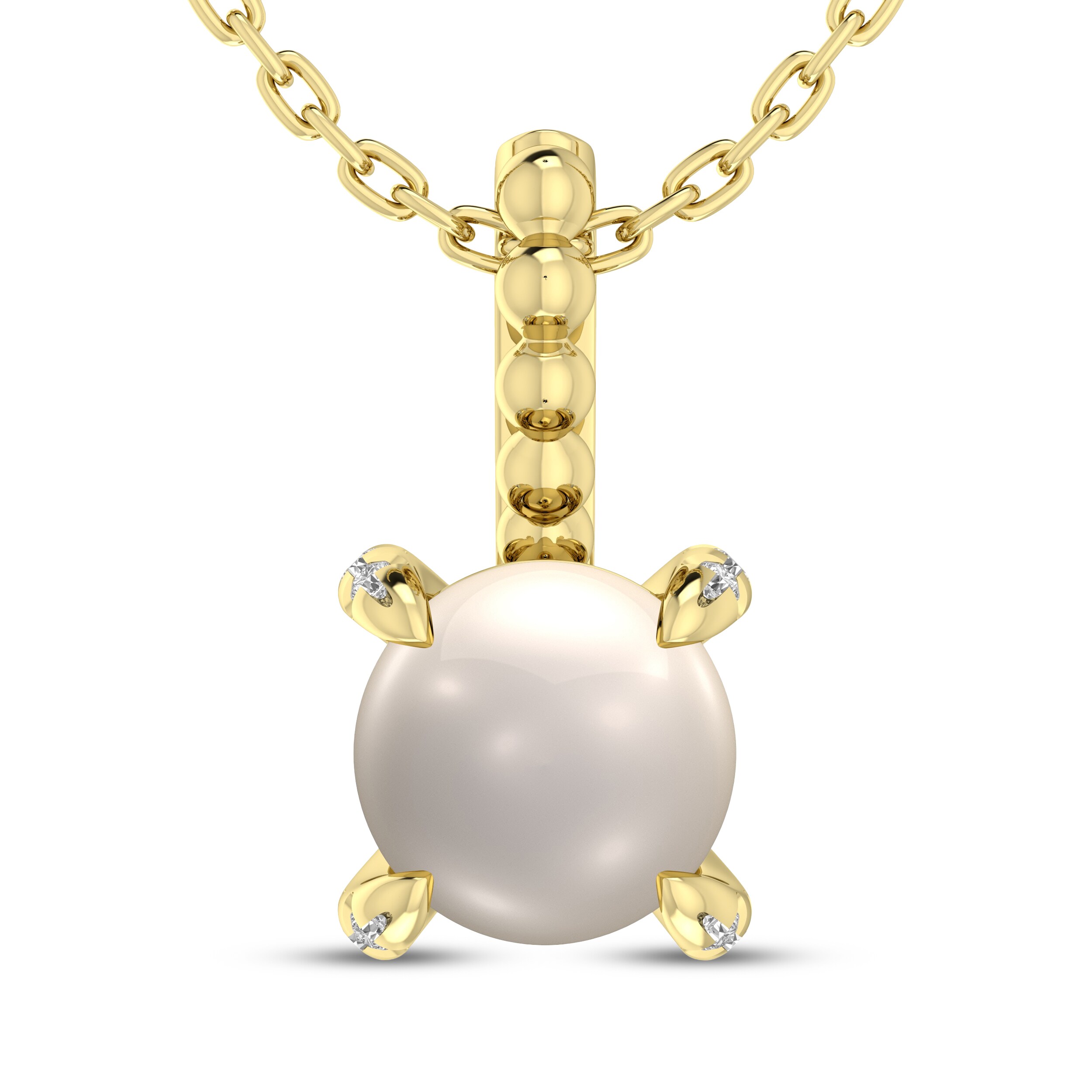 Cultured Pearl & Diamond Accent Necklace 10K Yellow Gold 18&quot
