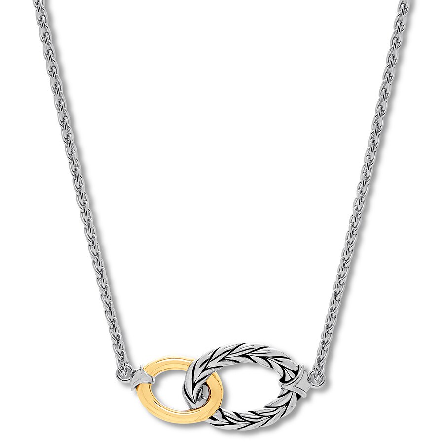 Entwined Ovals Necklace Sterling Silver/14K Gold 17
