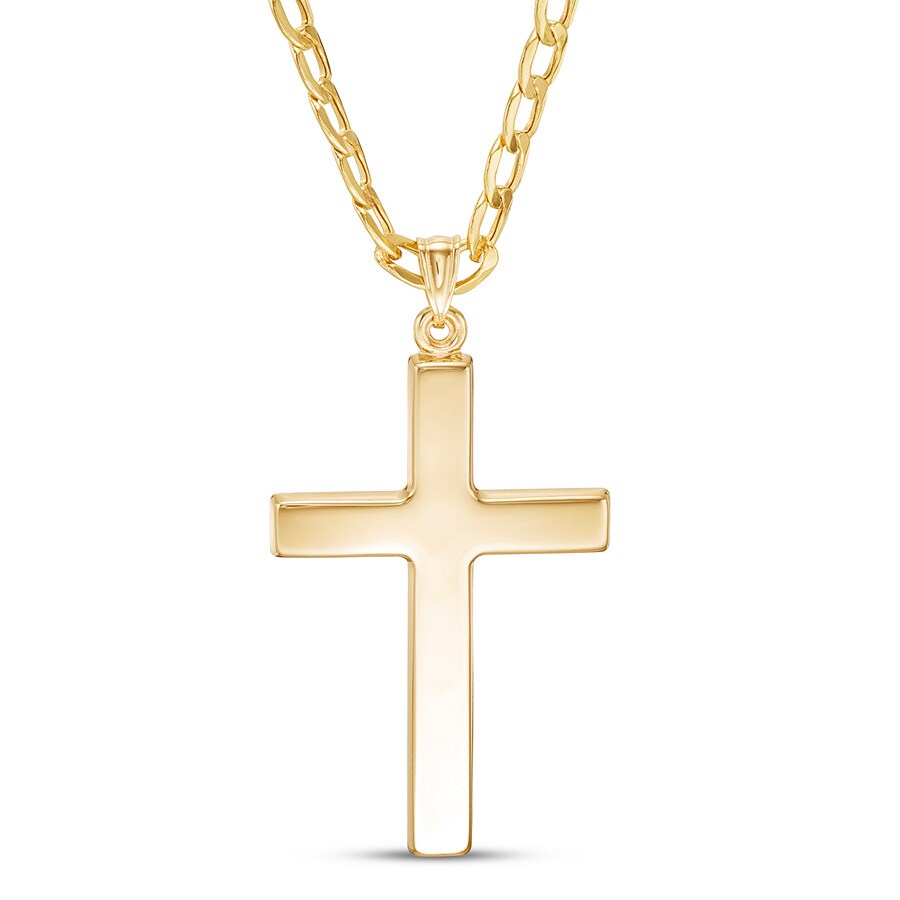 Men's Cross Necklace 10K Yellow Gold 24