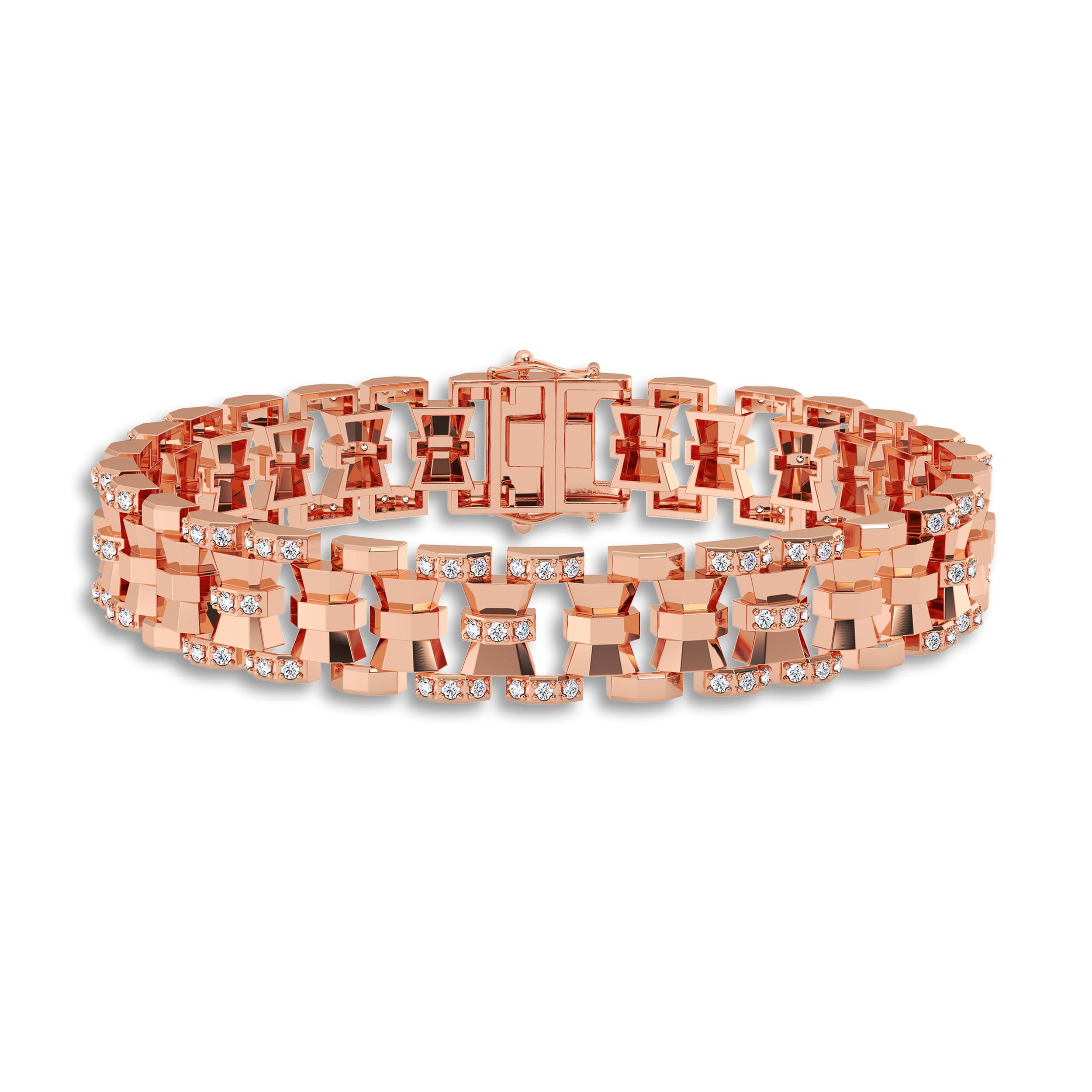 Men's Diamond Bracelet 1 ct tw Round 14K Rose Gold 8.5