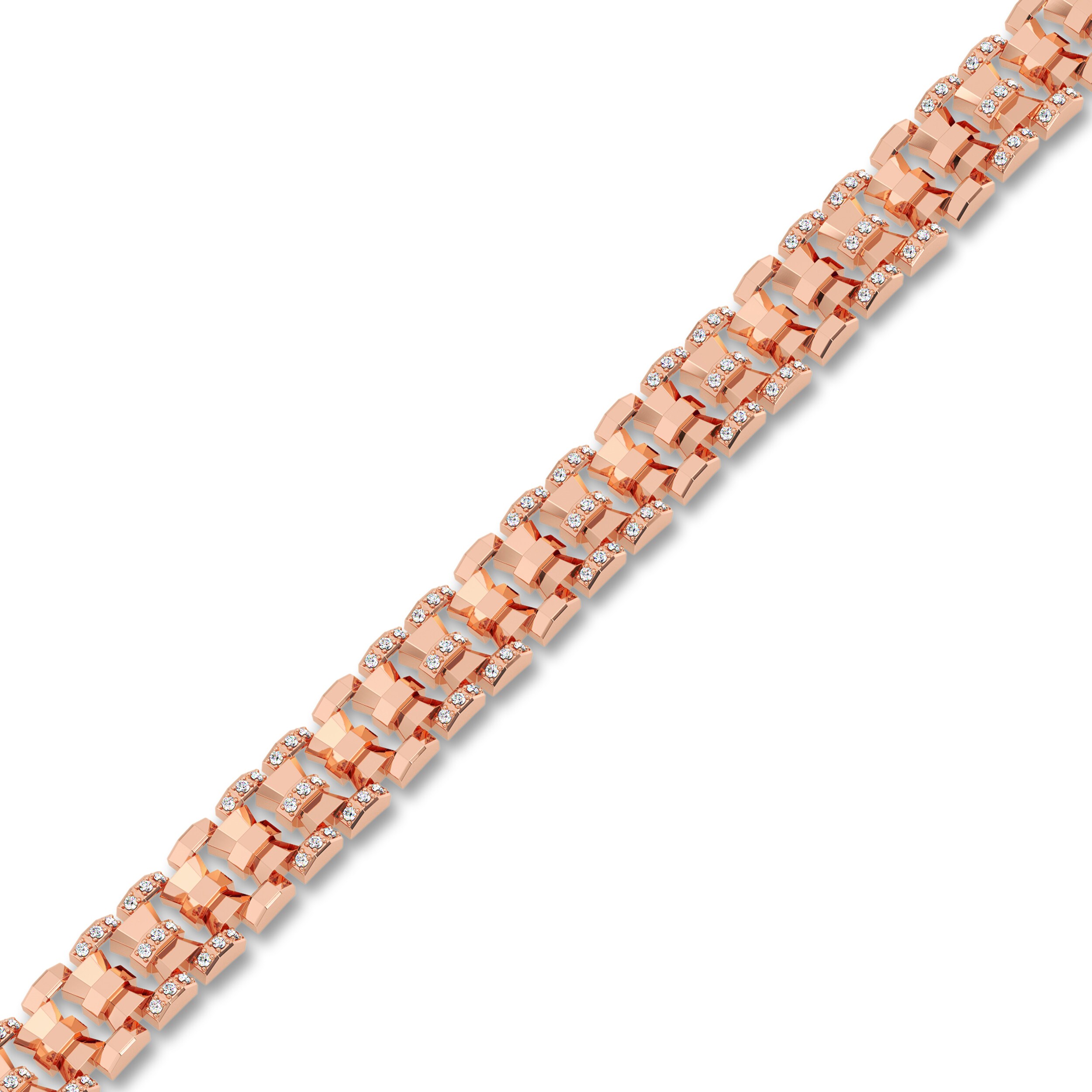 Men's Diamond Bracelet 1 ct tw Round 14K Rose Gold 8.5