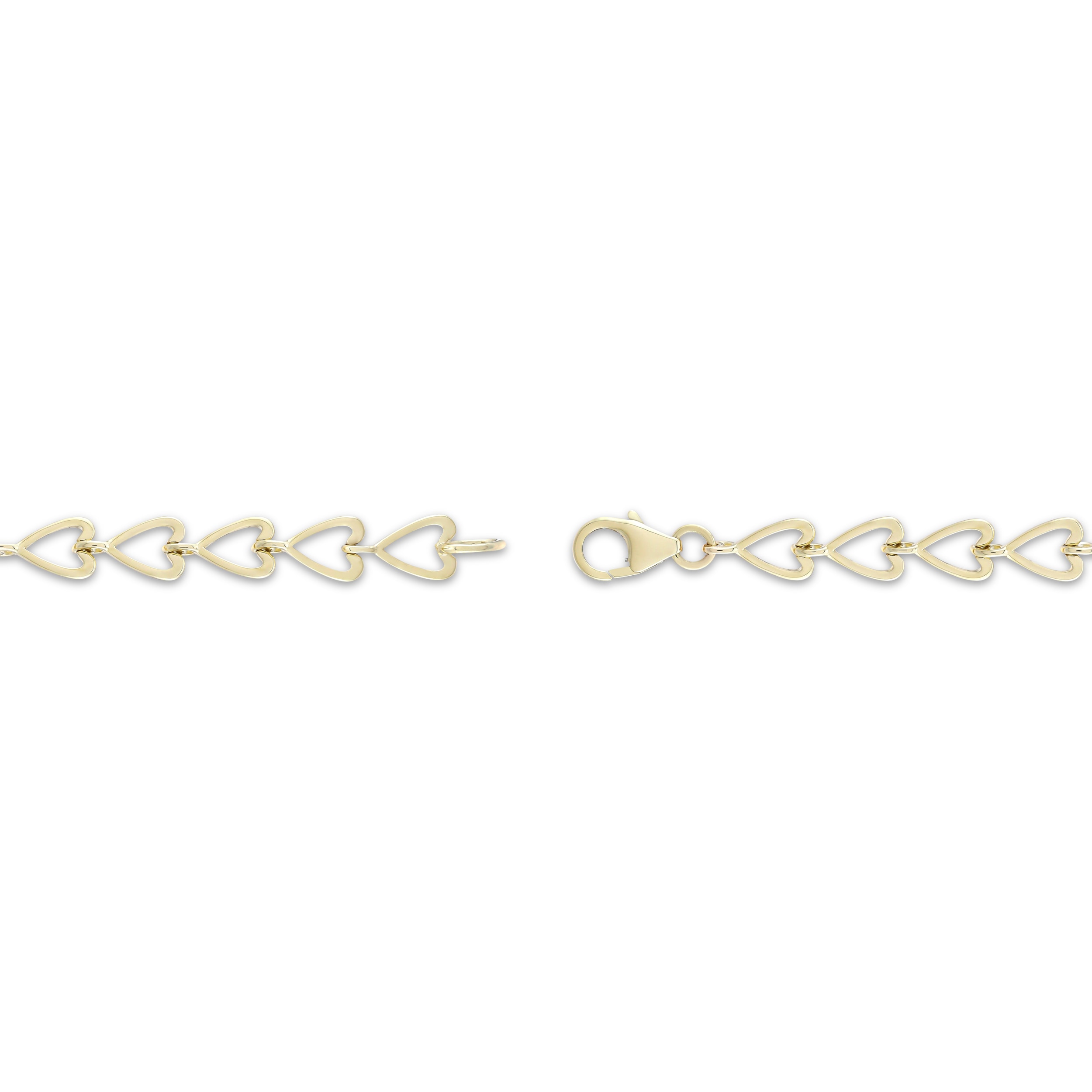 Heart-Shaped Lab-Created Ruby & Heart-Shaped Link Bracelet 10K