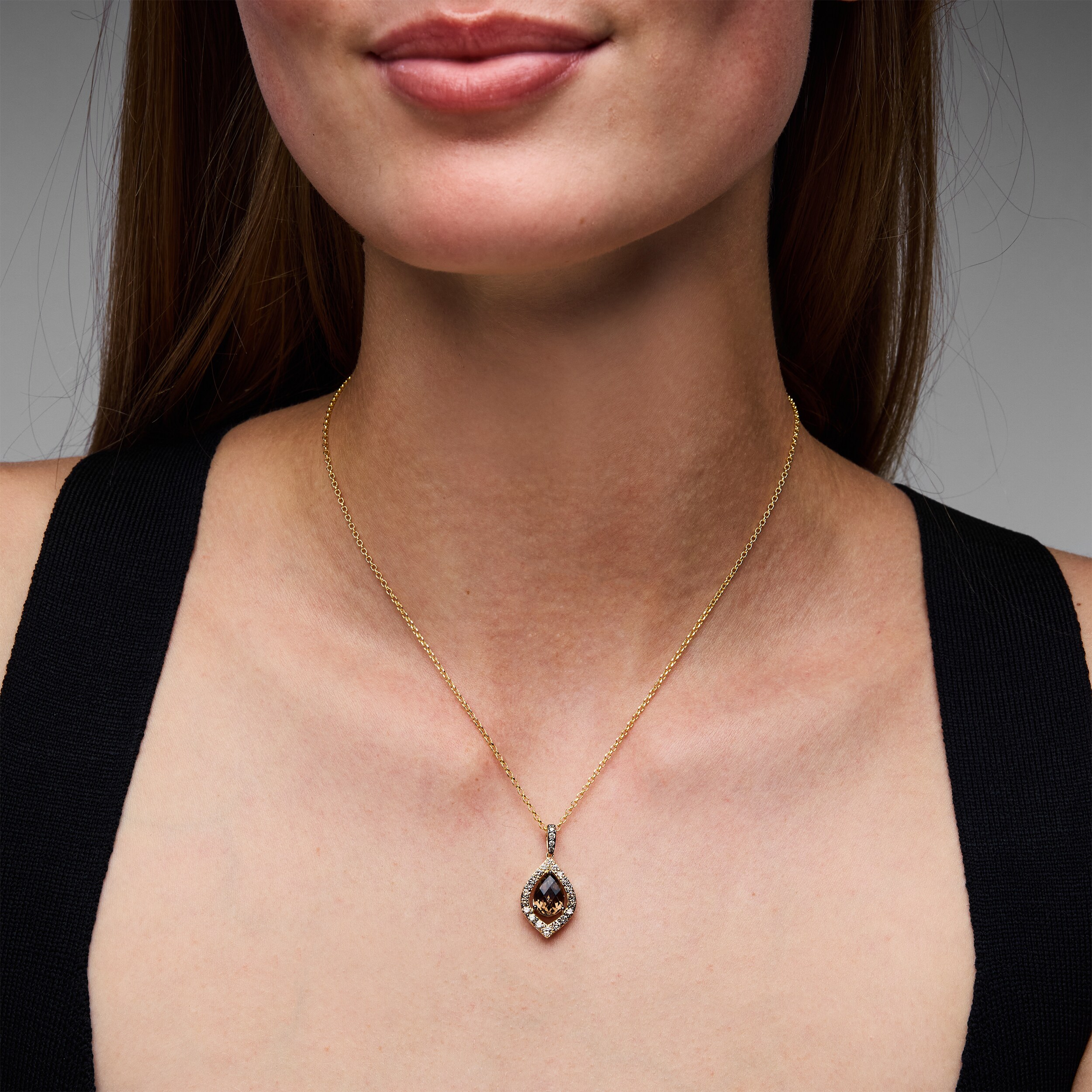 Le Vian Pear-Shaped Chocolate Quartz & Chocolate Ombré Diamonds