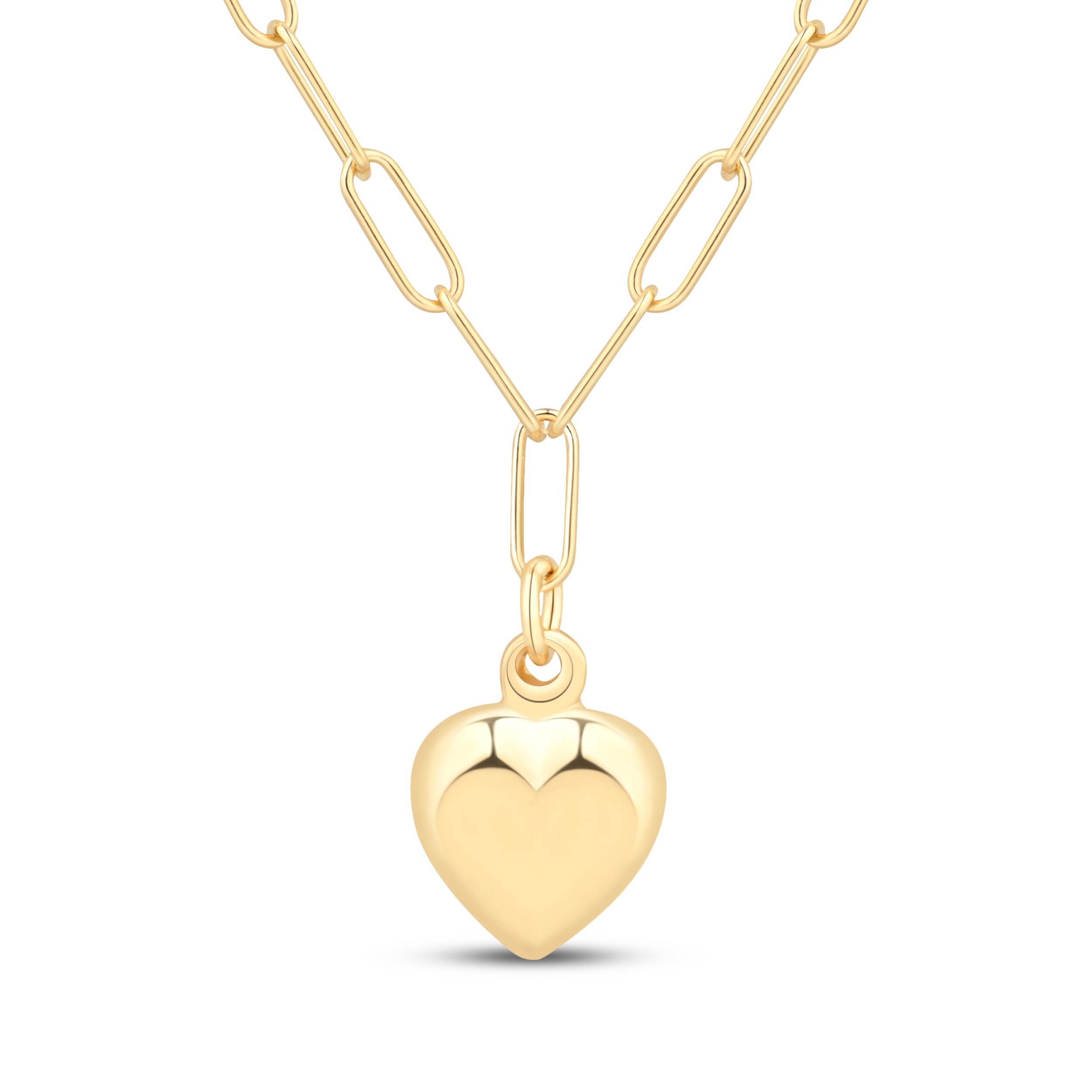 a♡ Puff Heart Y-Drop Necklace 24K Yellow Gold Vermeil Sterling