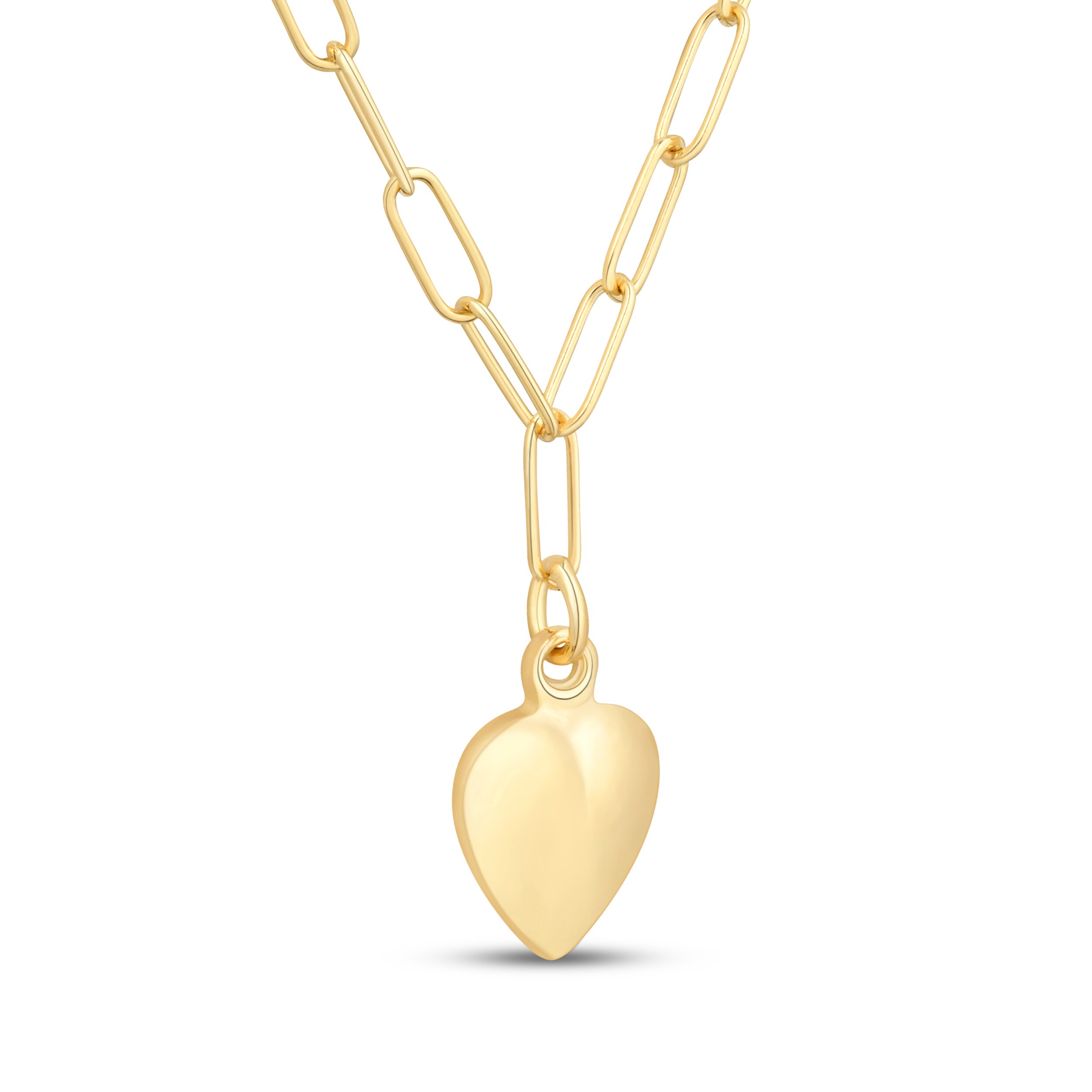 Puff Heart Y-Drop Necklace 24K Yellow Gold Vermeil Sterling Silver