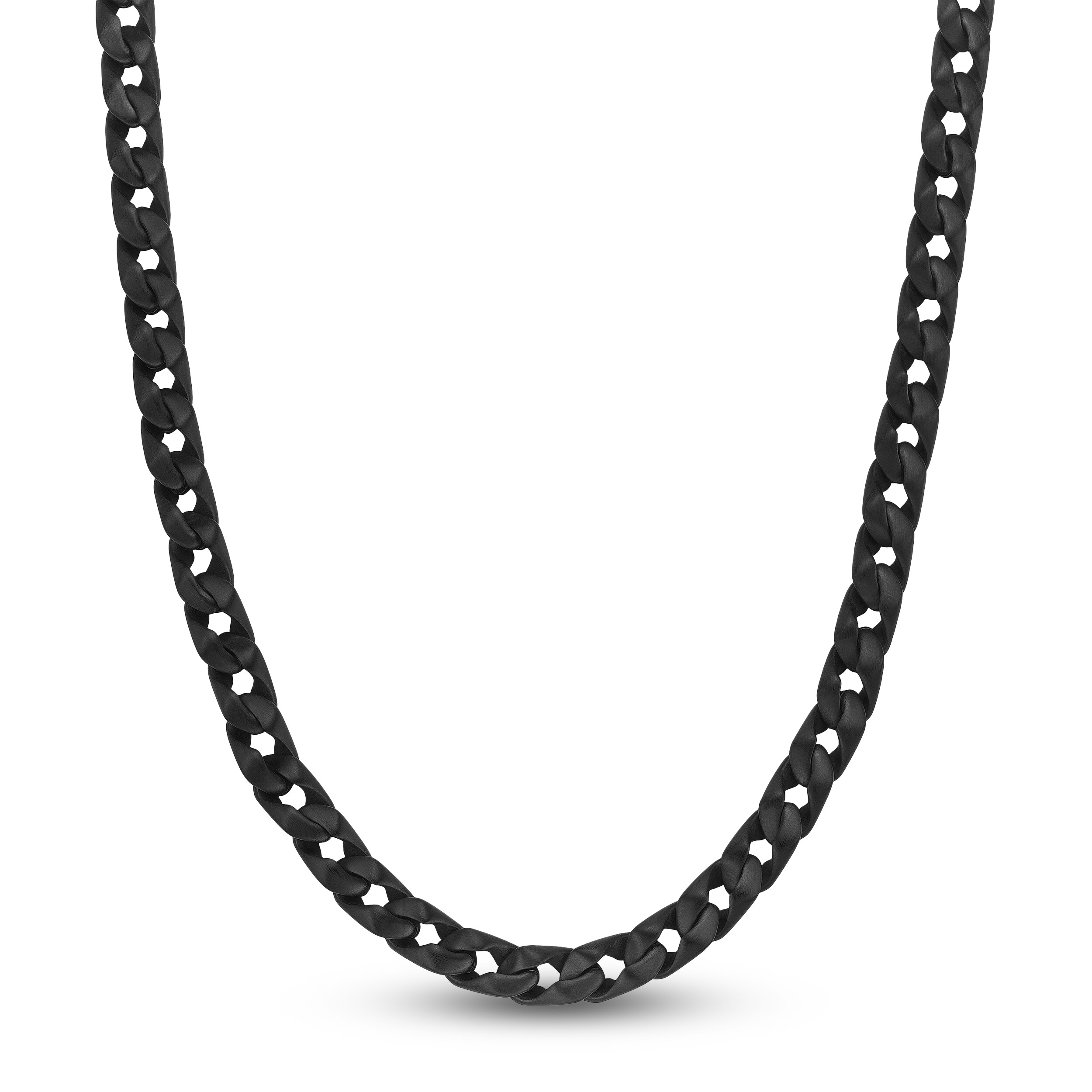 Chain Link Necklace 9mm Matte Black Ion-Plated Stainless Steel