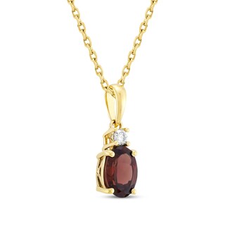 Peora 14K Yellow Gold Garnet Pendant – Oval 7x5mm With Diamonds, 1 Carat Total