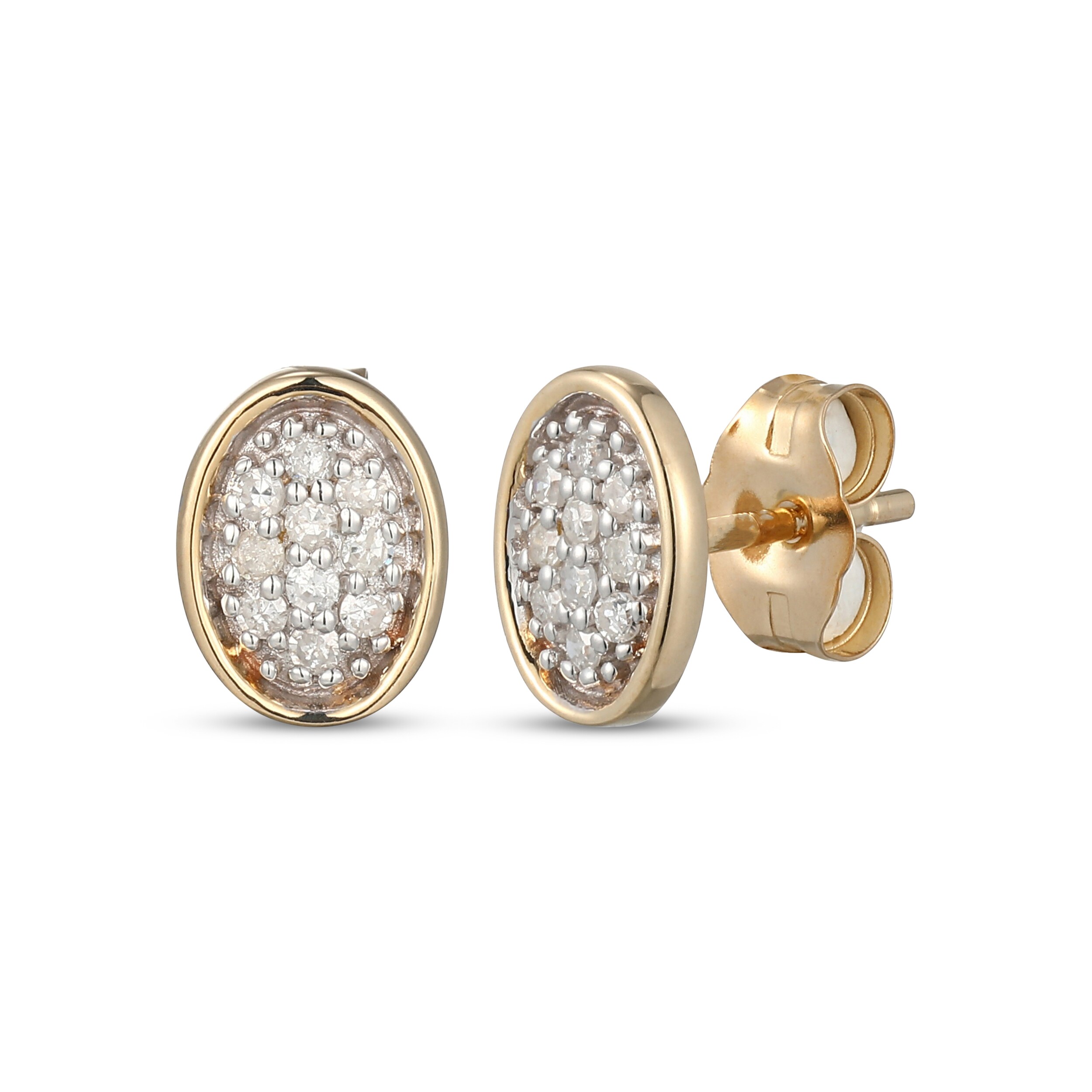 ayu★ Diamond Oval Frame Stud Earrings 1/8 ct tw 10K Yellow Gold | Kay