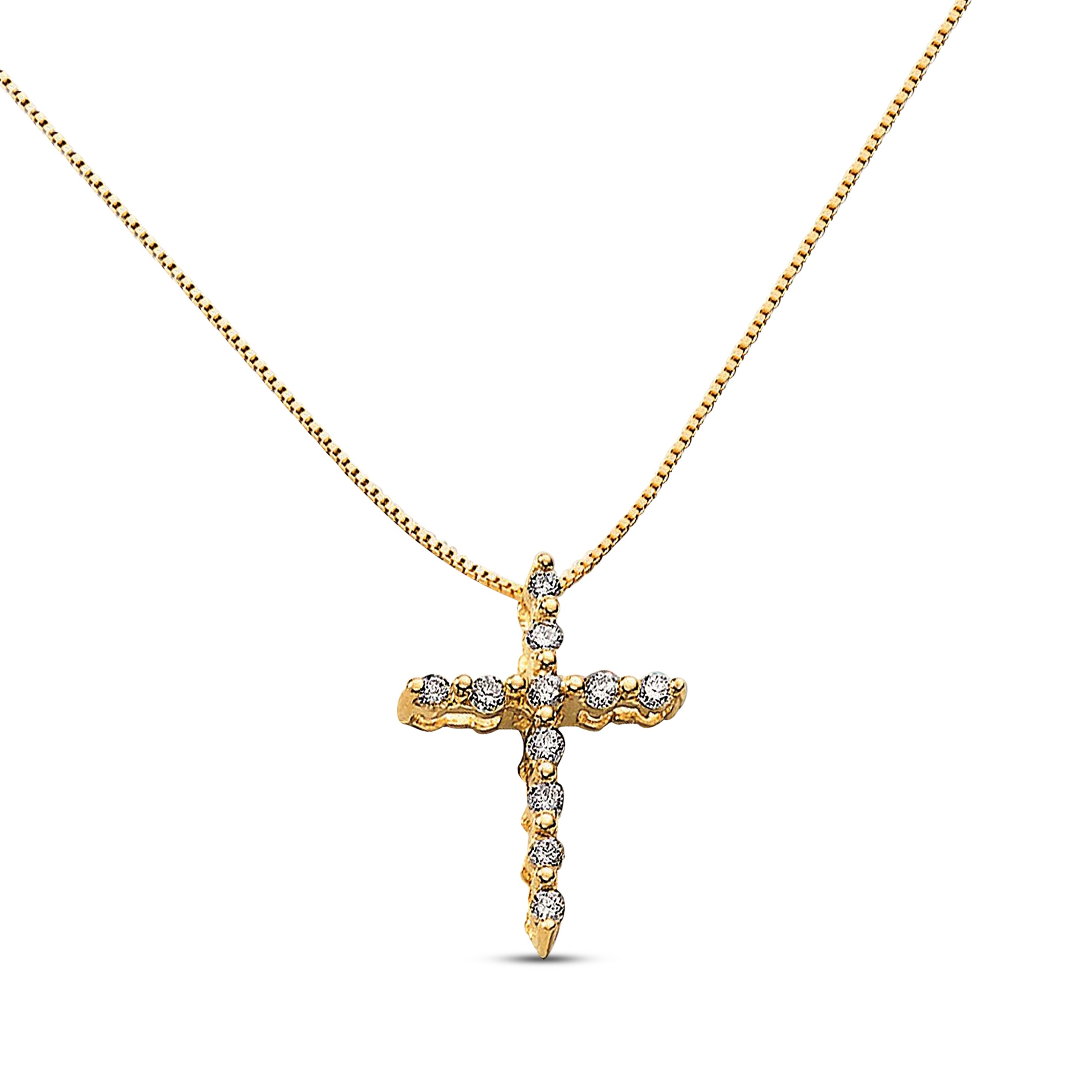 Previously Owned Diamond Cross Necklace 1/4 cttw 18K Yellow Gold