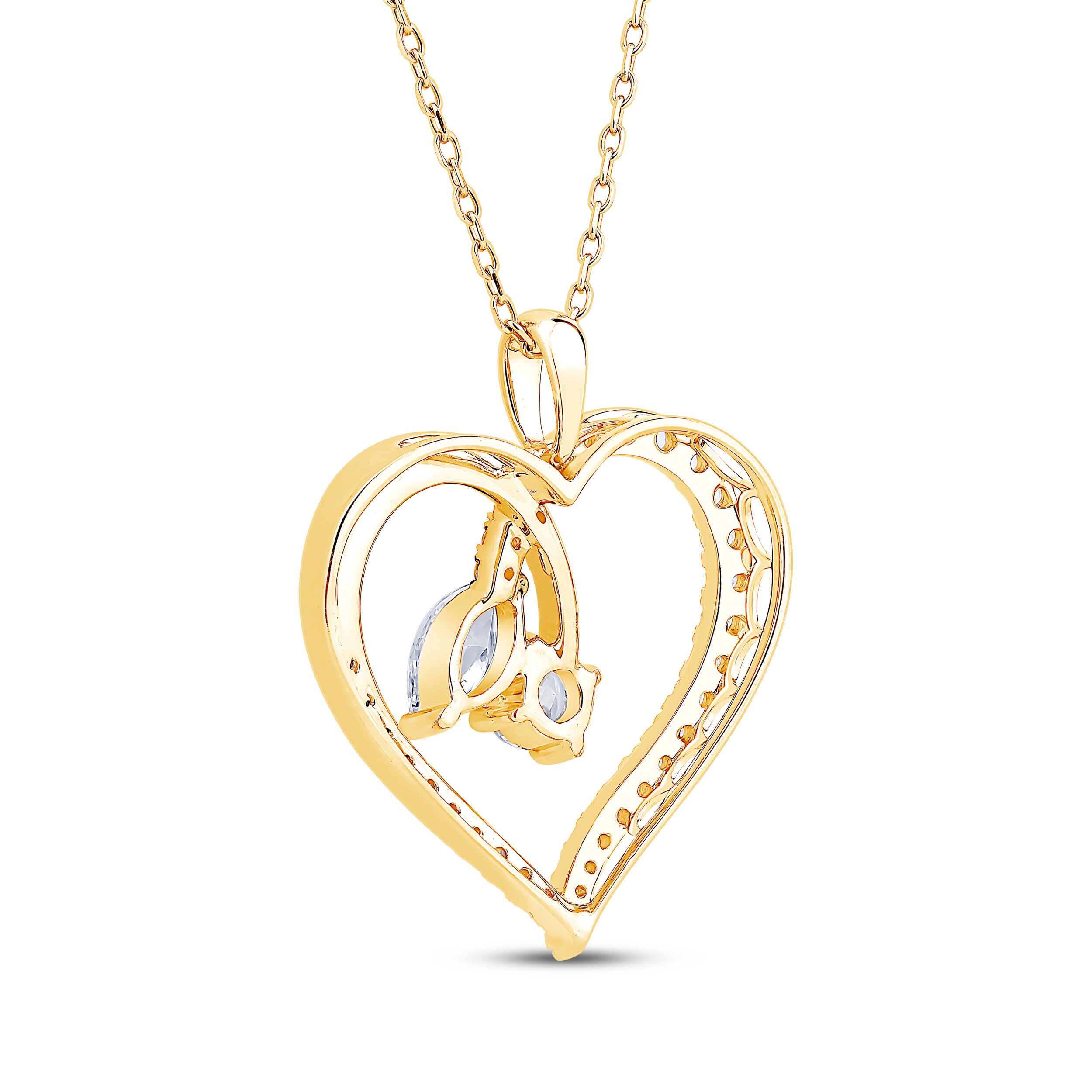 a♡  STUDIO BY KAY Lab-Grown Diamond Tilted Heart Outline Necklace 1/3