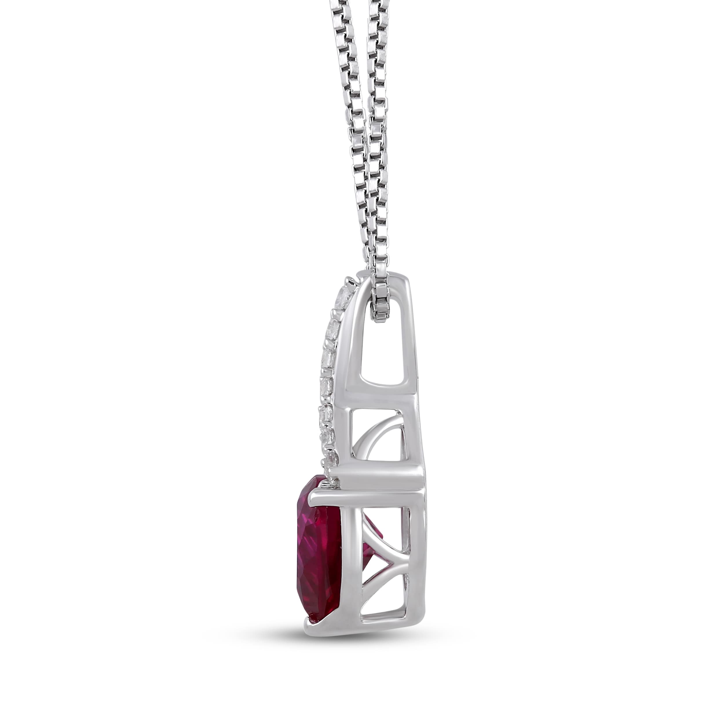 Heart-Shaped Lab-Created Ruby & White Lab-Created Sapphire