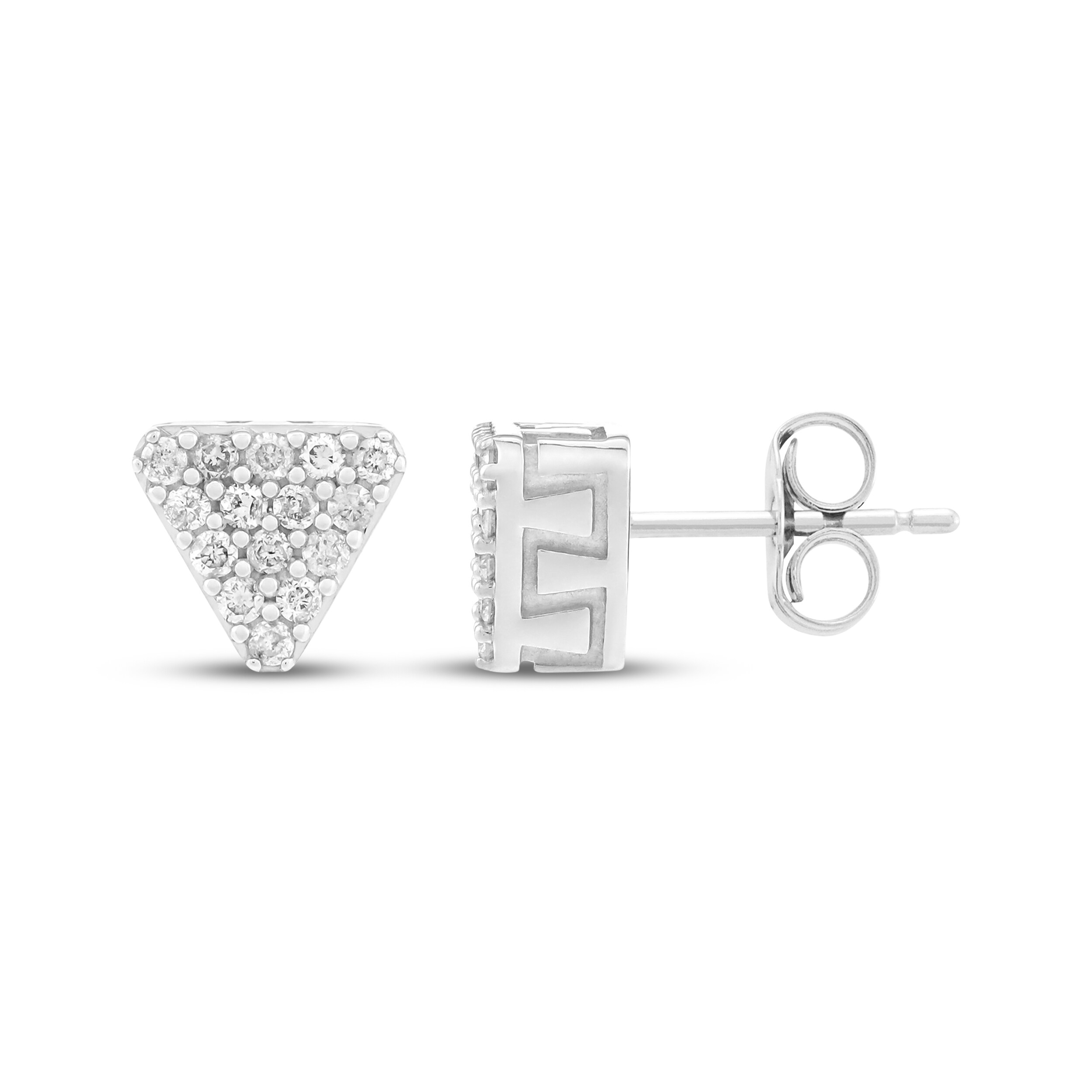 Men's Multi-Diamond Triangle Stud Earrings 1/3 ct tw 10K White